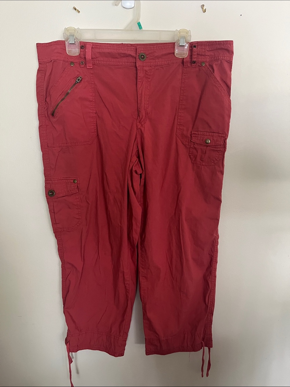 Women's Cargo Pants in Deep Rose with Utility Pockets